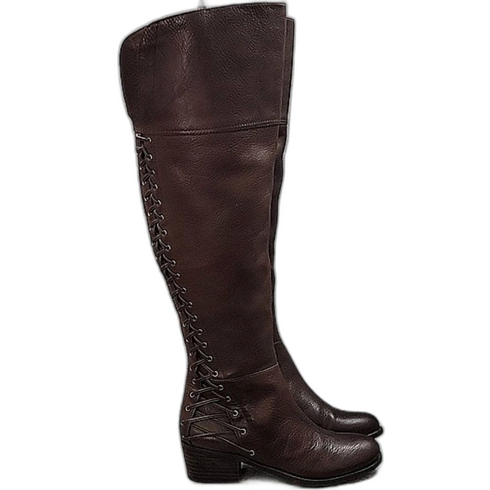 Vince Camuto Women's Bolina Over The Knee Boots Dark Brown Leather 6.5
